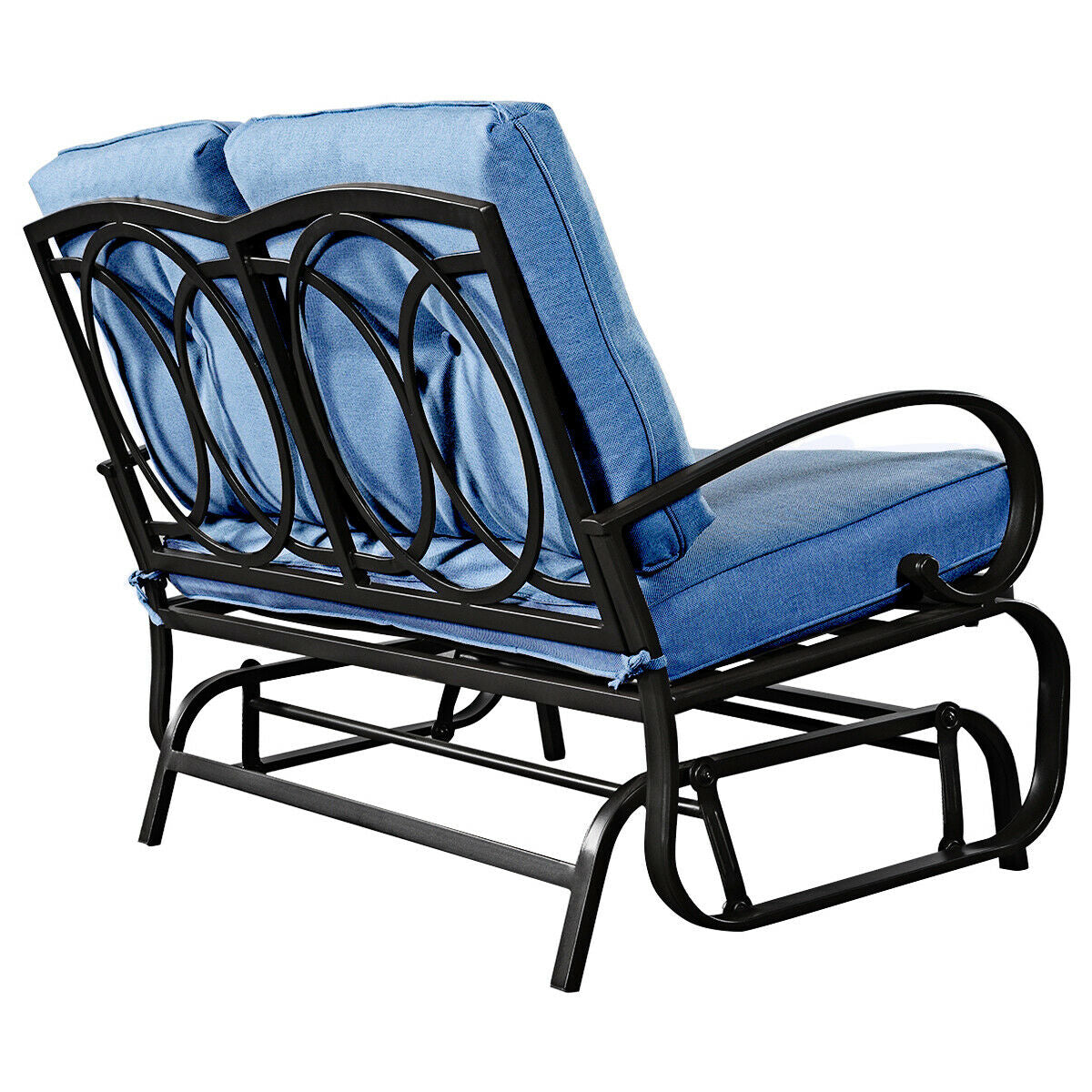 Outdoor Patio Cushioned Rocking Bench Loveseat