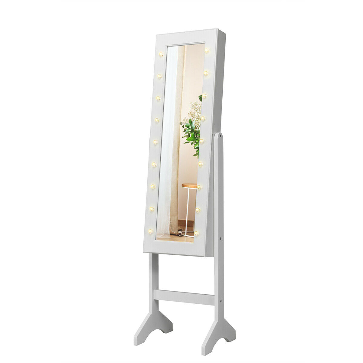 Mirrored Jewelry Cabinet Armoire Organizer w/ LED lights