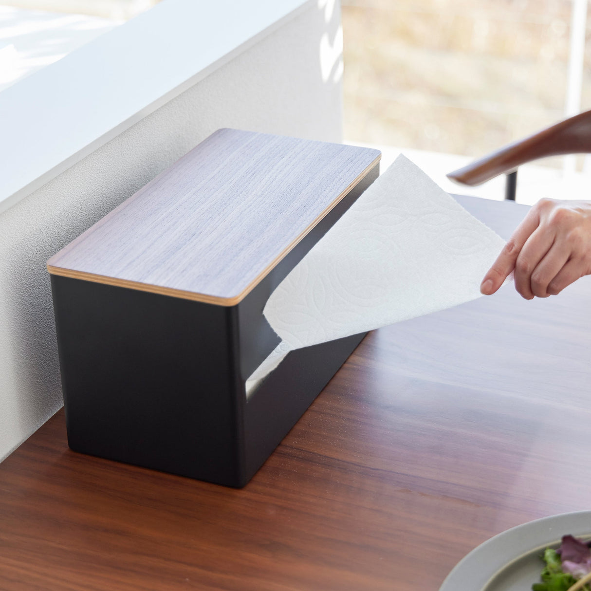 Paper Towel Dispenser - Steel + Wood