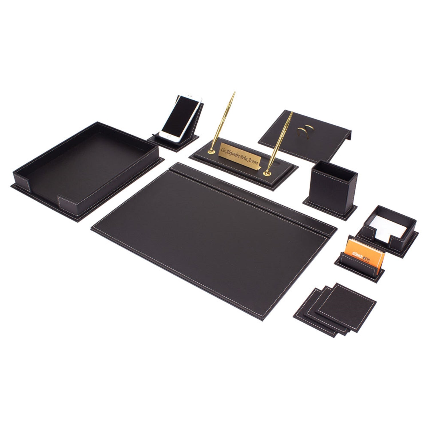 MOOG Luxury Desk Set - Single Document Tray- Green- 13 PCS