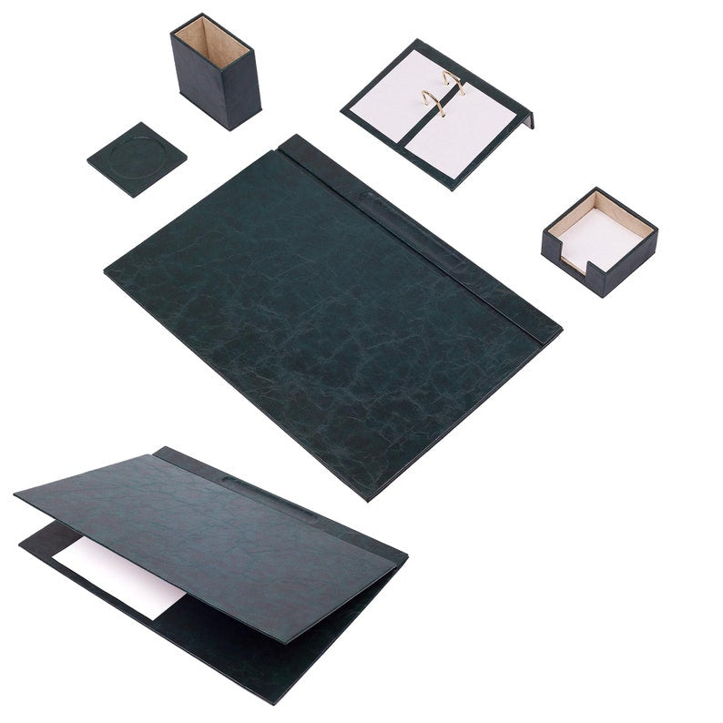 MOOG Leather Desk Set-5 Accessories -White- 5 PCS