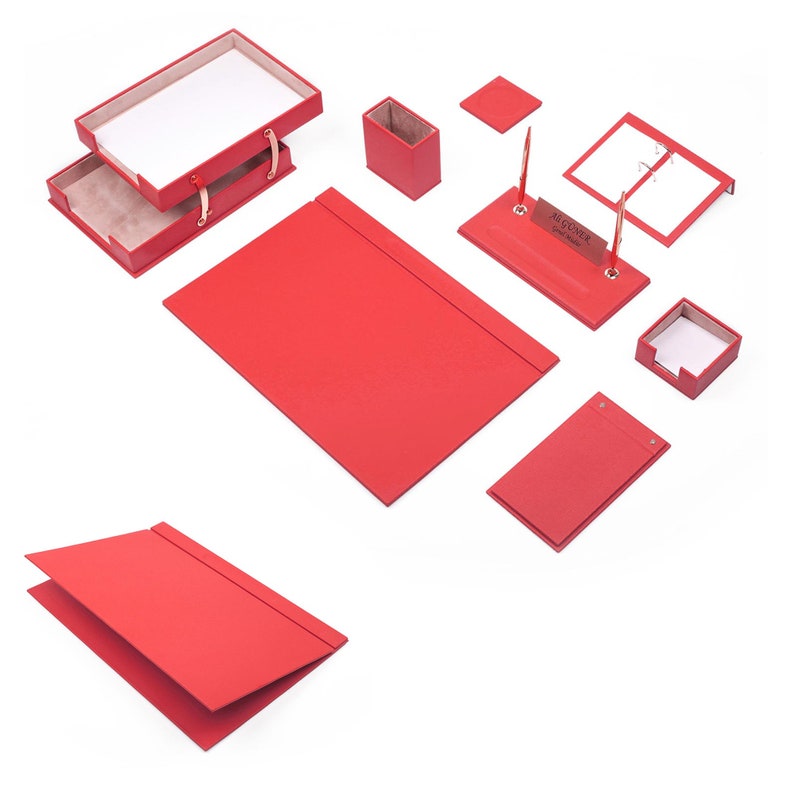 MOOG Leather Desk Set - Double Document Tray- White - 10 PCS