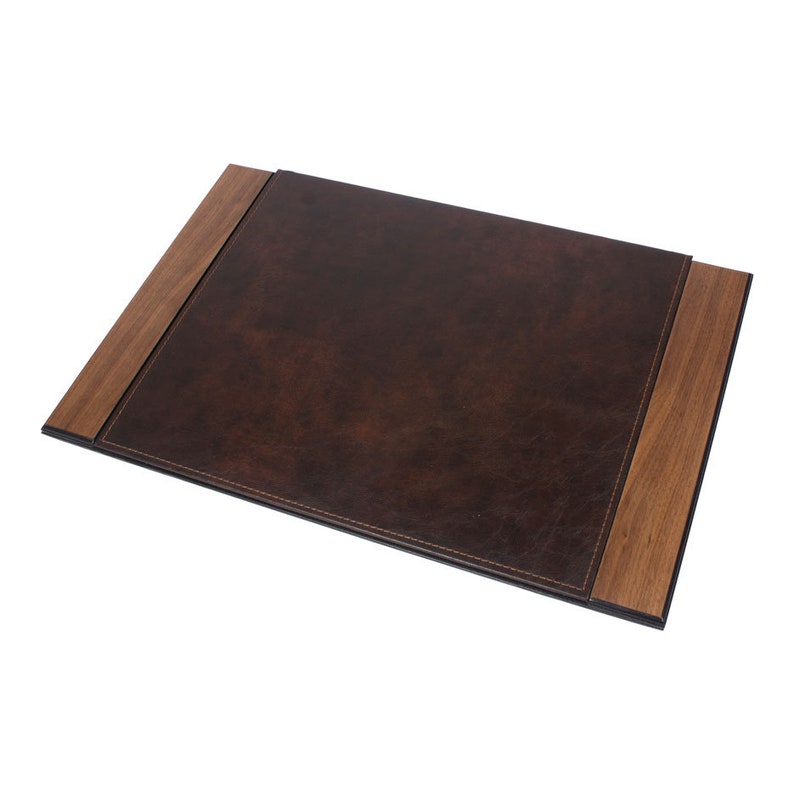 MOOG Leather Desk Pad | Prestige Desk Pad Mahogany Wood Combination | Desk Pad With Cover | Leather