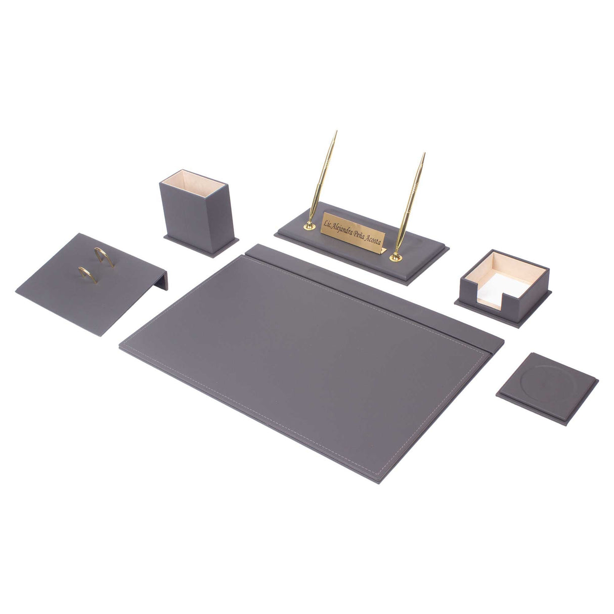 Leather Desk Set - Desk Organizer Set - Office Desk Pad Accessories - Leather Coaster - Desk Accessories