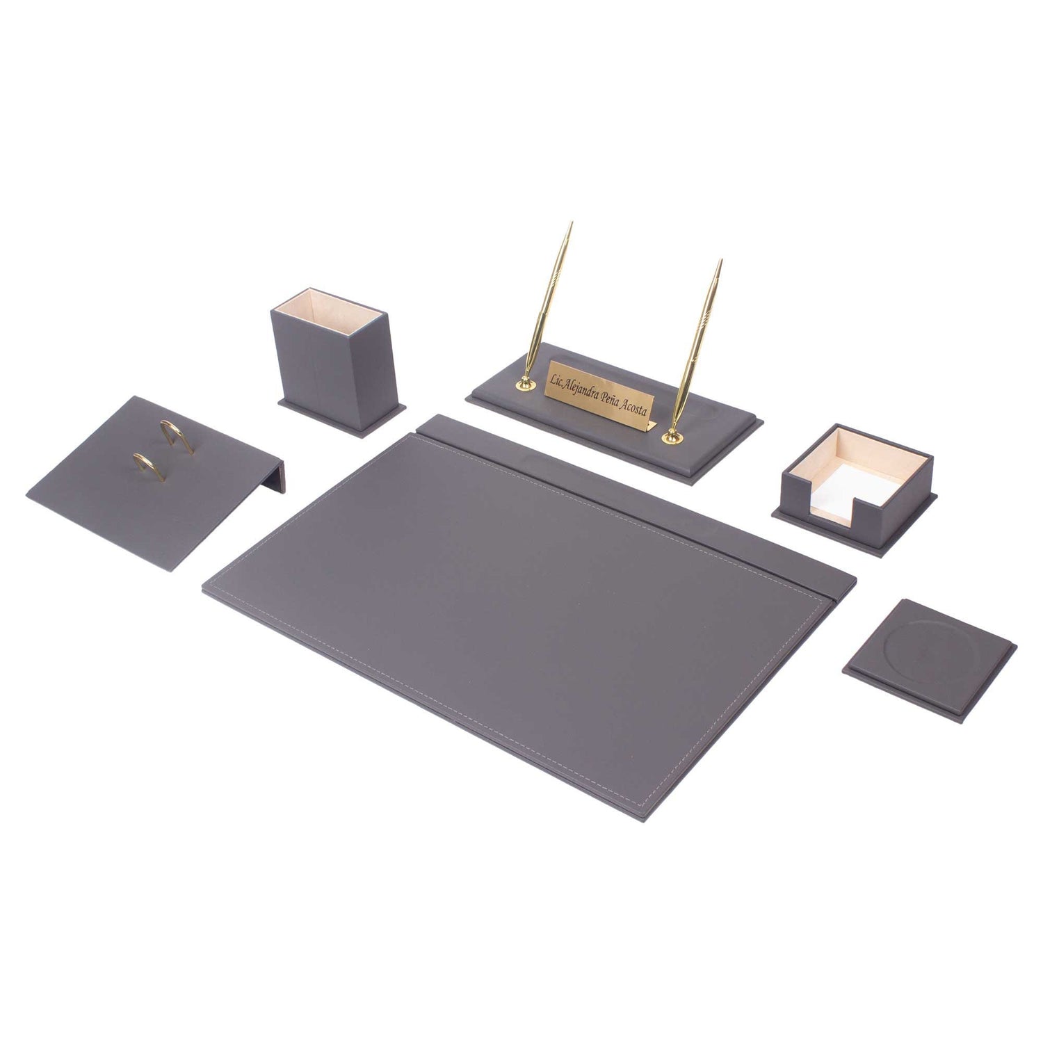 Personalised Leather Deluxe Desk Set - Office and Business Stationary - Retirement Gift - Wedding Anniversary Present