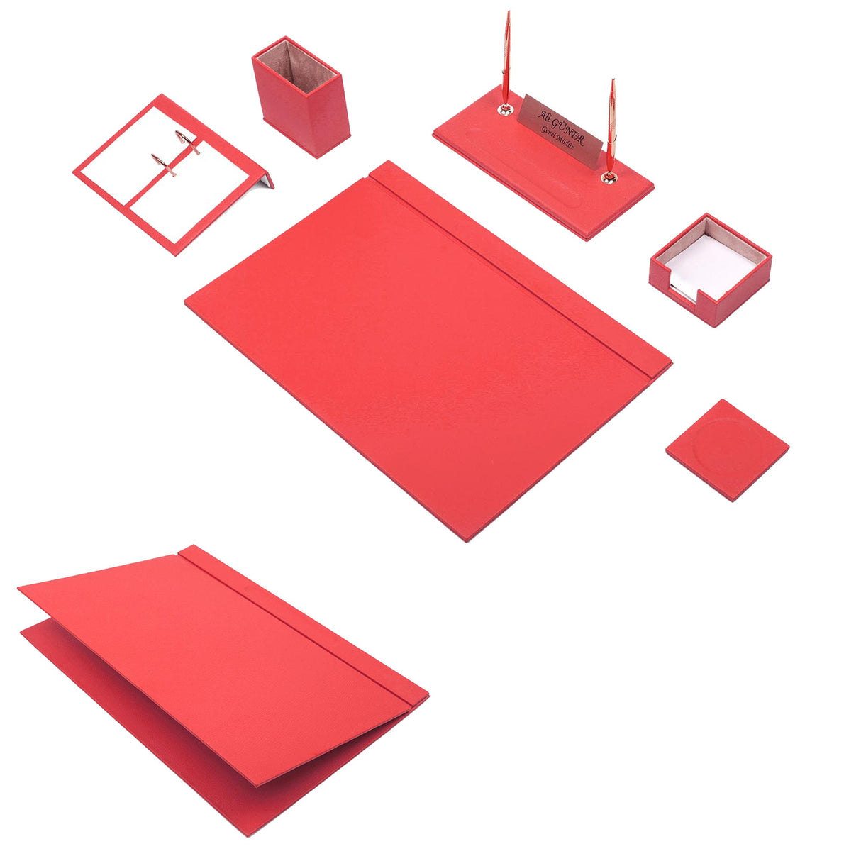 Personalised Leather Deluxe Desk Set - Office and Business Stationary - Retirement Gift - Wedding Anniversary Present