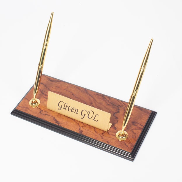 Personalization Wood Desk Set - Leather Office Desk Organizer - Business Card Note Paper Pencil Holder - Office Accessories