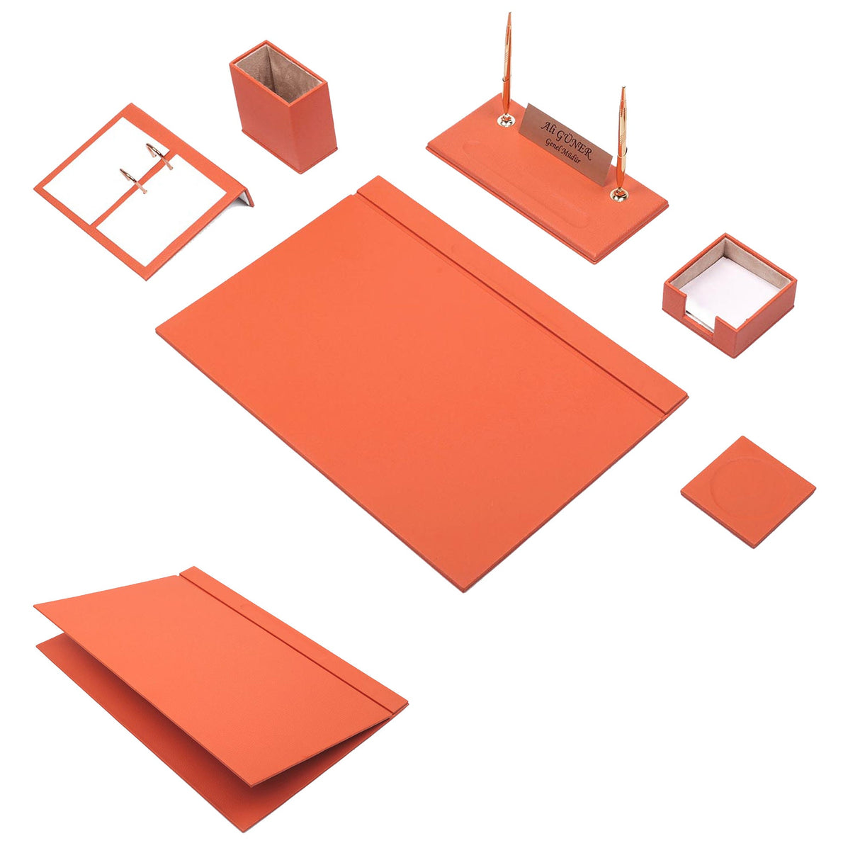 Leather Desk Set - Desk Organizer Set - Office Desk Pad Accessories - Leather Coaster - Desk Accessories