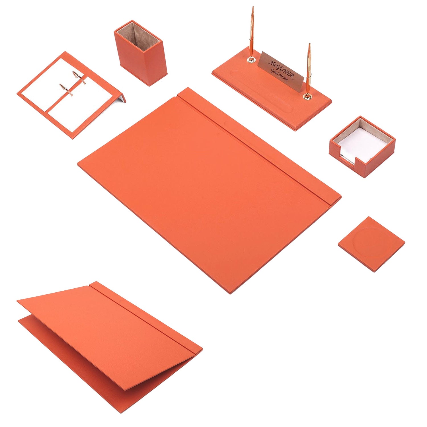 Personalised Leather Deluxe Desk Set - Office and Business Stationary - Retirement Gift - Wedding Anniversary Present