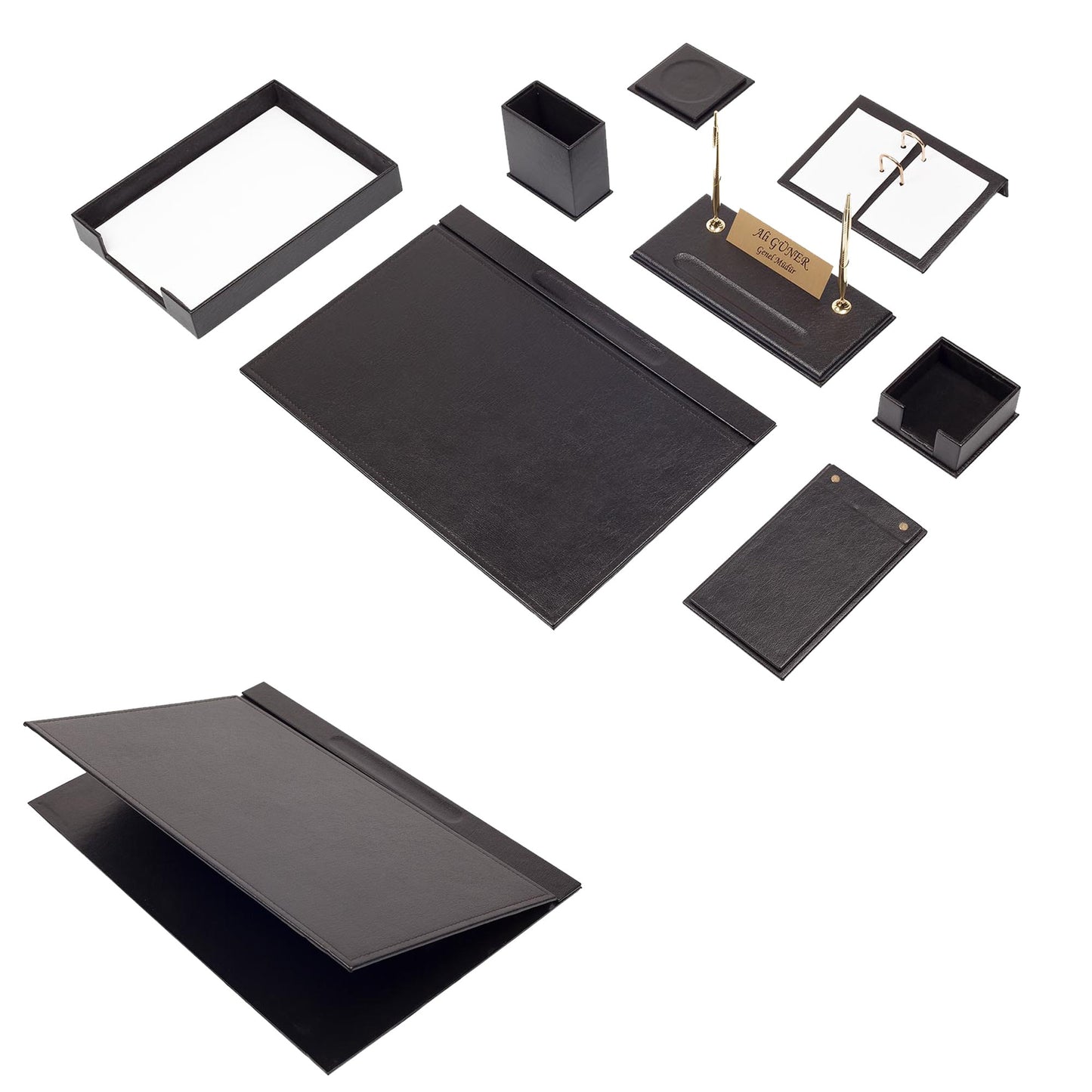 Personalized Desk Mat, Leather desk set, 3rd anniversary gift, gift for desk set