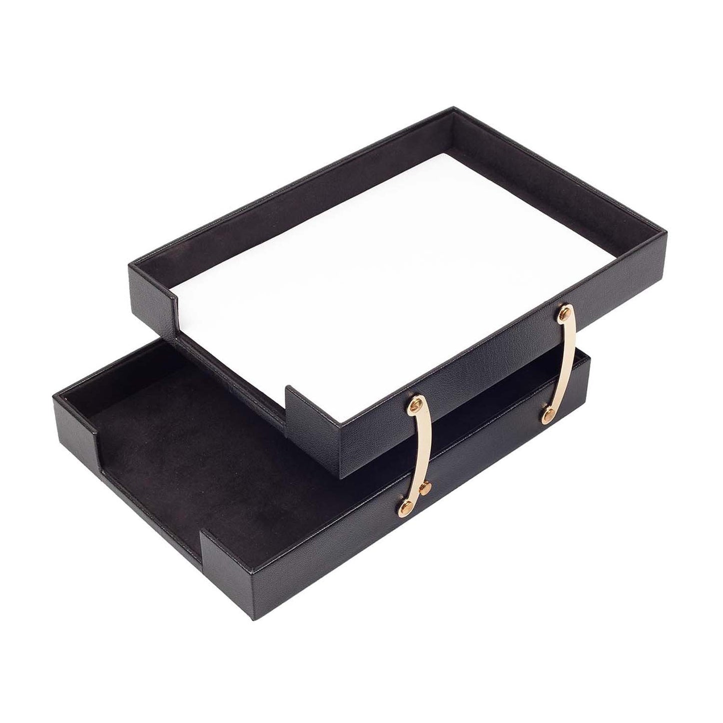 Leather Document Tray Double-Desk Organizer-Office Accessories-Desk Accessories-Office Supplies-Office Organiz