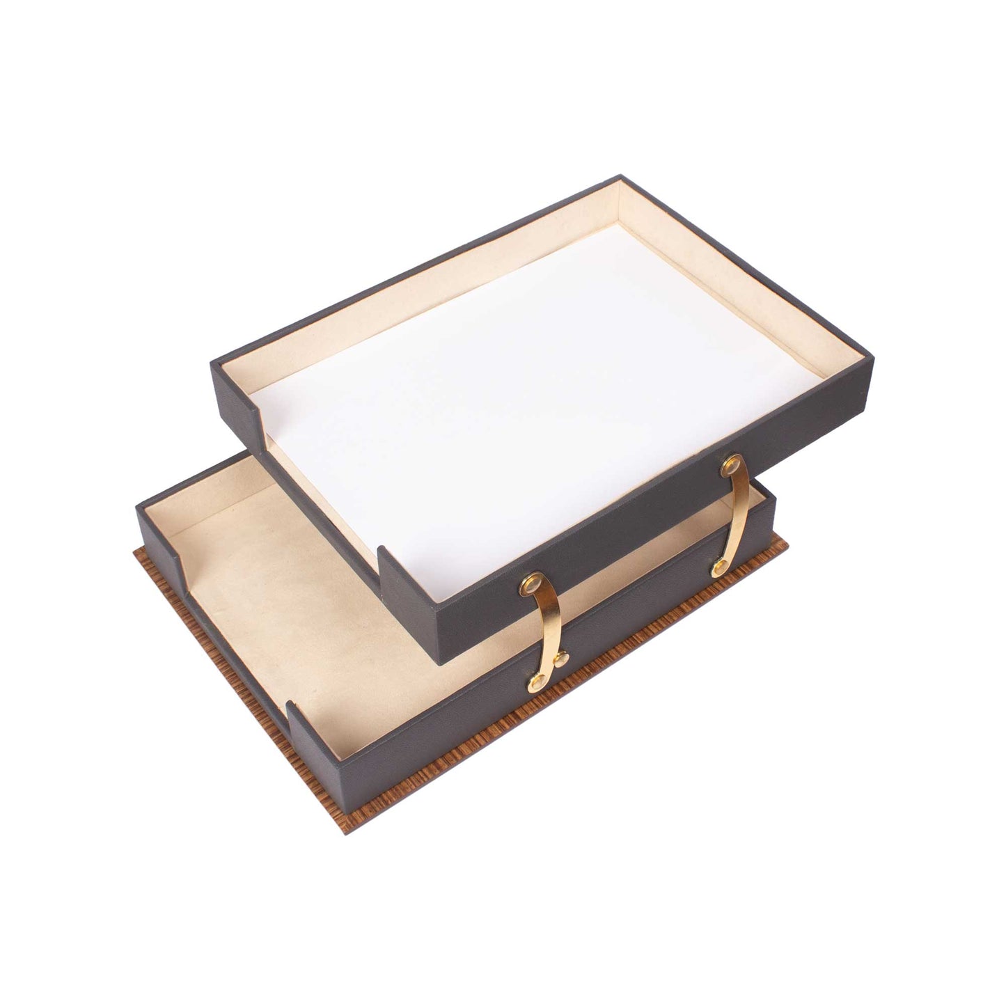 MOOG Star Wooden Leather Double Document Tray
