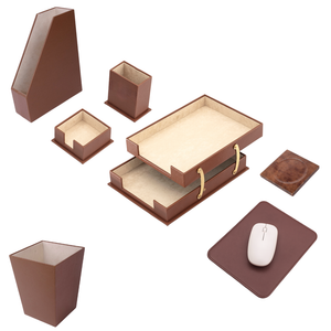 Leather Desk Set - 7 Accessories