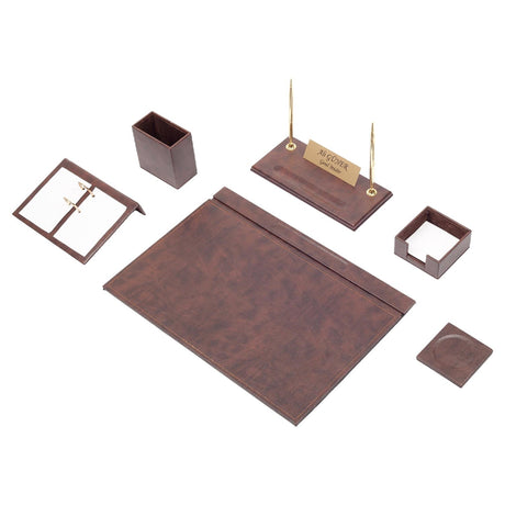Leather Desk Set - 8 Accessories