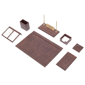 Leather Desk Set - 9 Accessories - 10 Color Options