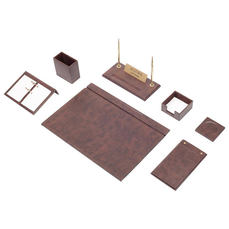 Leather Desk Set - 9 Accessories