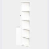 2x 75.25'' Tall Display Cabinets and Two Triangle Sided Bookshelves, 105.5'' Wide Retro Style Wall Suit with Glass Doors, for Hallways, Living room, Office, Studio or Workspace - White