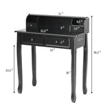 Writing Desk 2-Tier Vanity Desk Computer Desk with 4 Drawers
