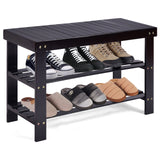 3 Tier Bamboo Bench Storage Shoe Shelf