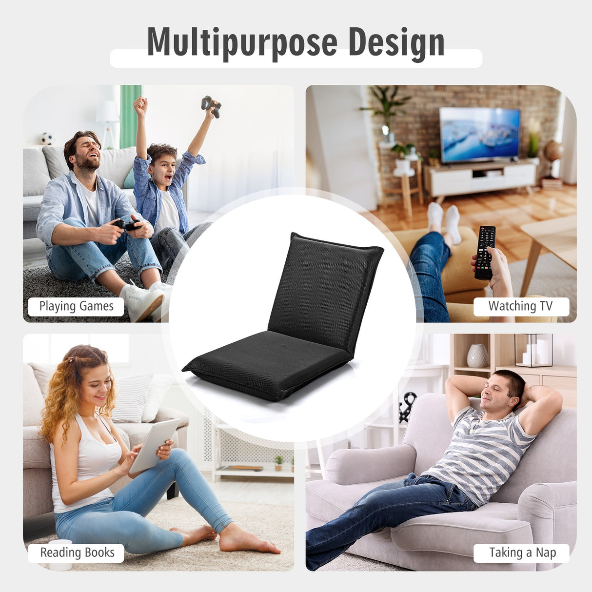 Adjustable 6 Positions Folding Lazy Man Sofa Chair Floor Chair