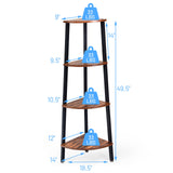 4-Tier Corner Shelf Metal Storage Rack Domestic Bookcase-Black