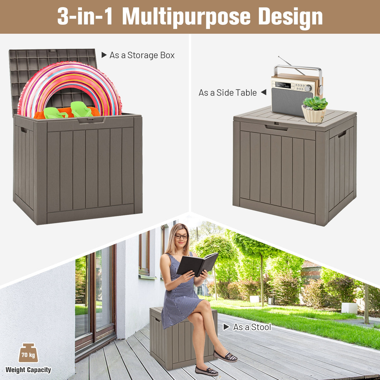 30 Gallon Deck Box Storage Container Seating Tools