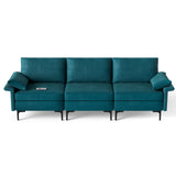 Large 3-Seat Sofa Sectional with Metal Legs and 2 USB Ports for 3-4 people