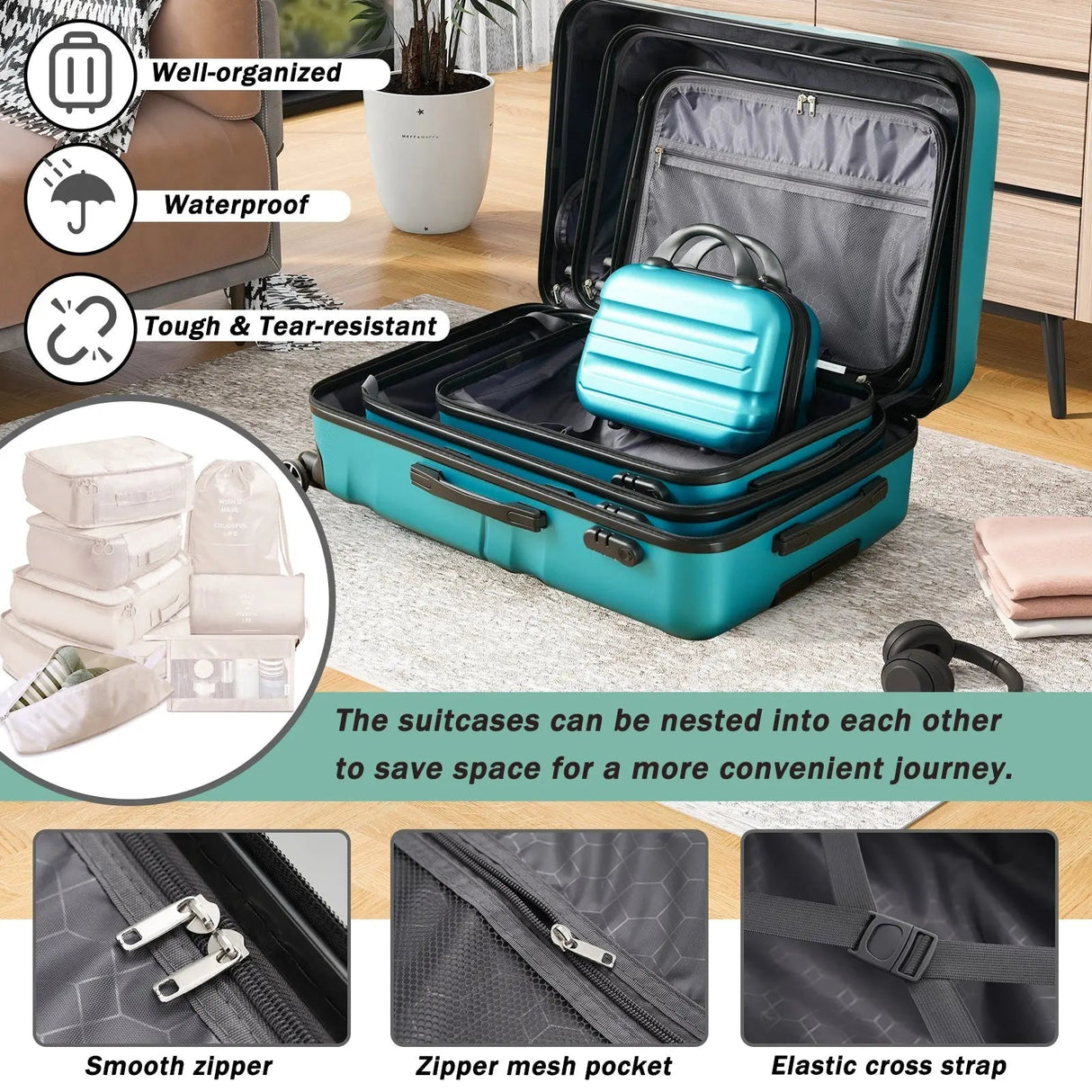 Hardshell ABS Luggage Set - Lightweight & Durable Suitcases with Dual