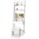 3-in-1 Modern Shelf Vanity Set with Flip Top Mirror and 6 Makeup Organizers