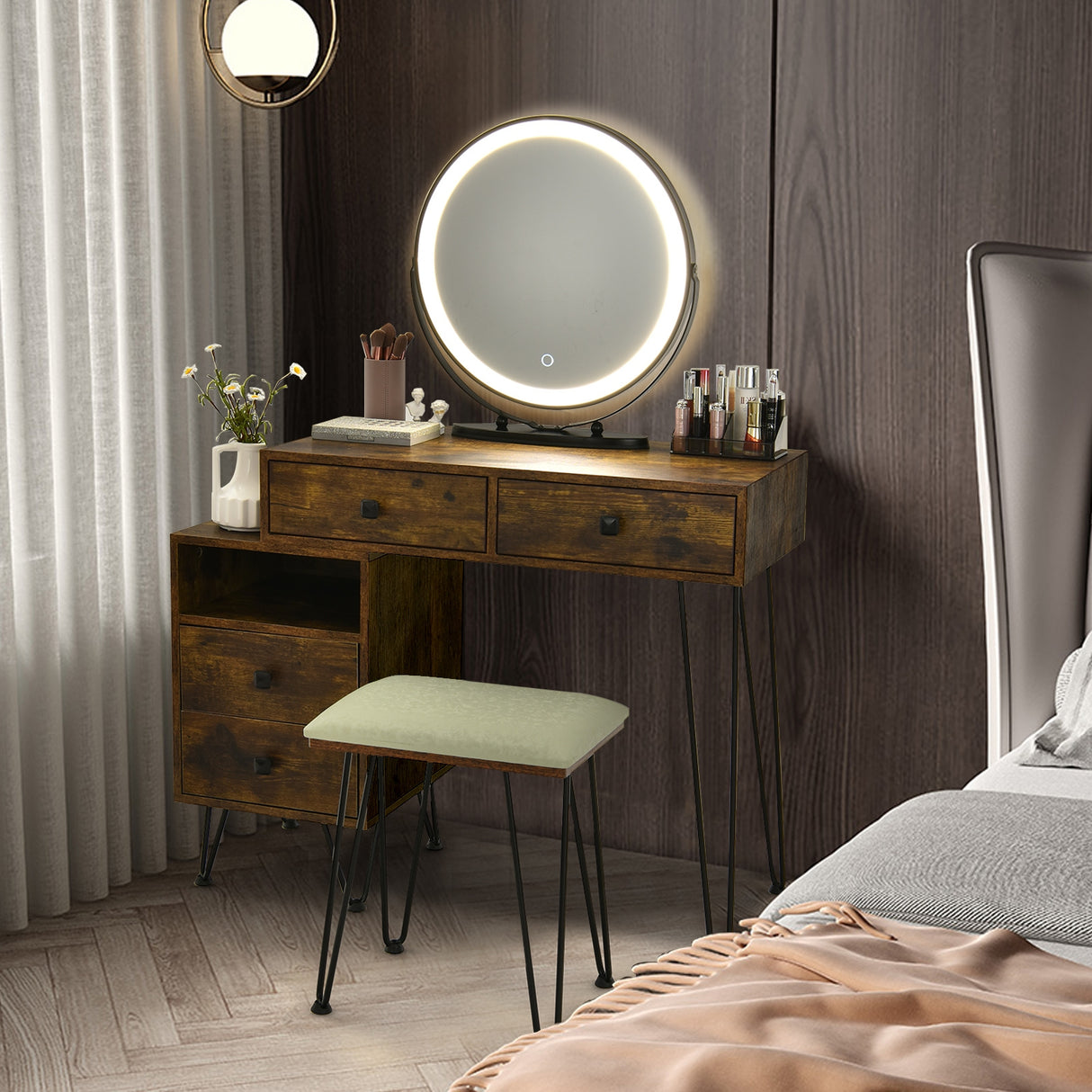Modern Dressing Table with Storage Cabinet