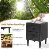 Multipurpose Retro Bedside Nightstand with 2 Drawers