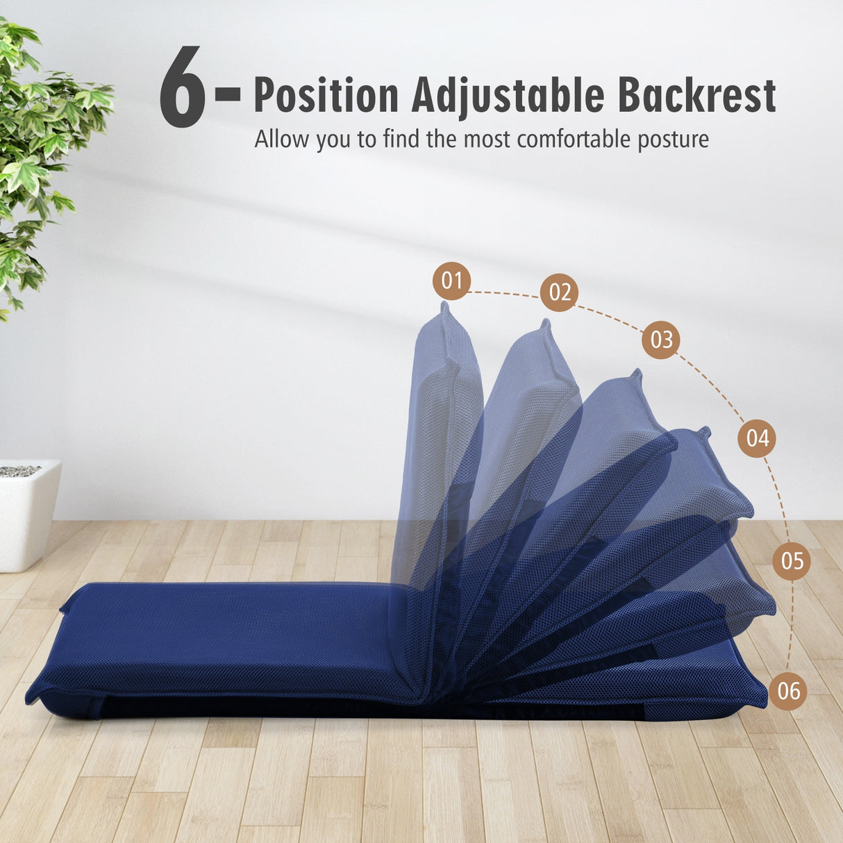 Adjustable 6 Positions Folding Lazy Man Sofa Chair Floor Chair
