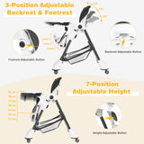A-Shaped High Chair with 4 Lockable Wheels