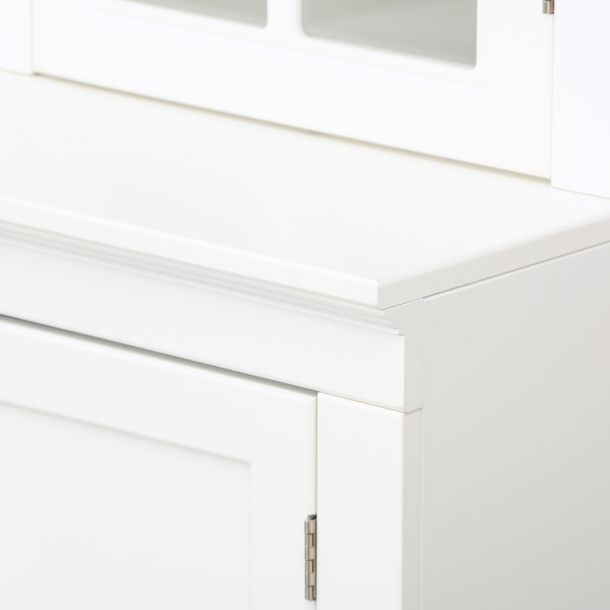 2x 75.25'' Tall Display Cabinets and Two Triangle Sided Bookshelves, 105.5'' Wide Retro Style Wall Suit with Glass Doors, for Hallways, Living room, Office, Studio or Workspace - White