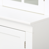 2x 75.25'' Tall Display Cabinets and Two Triangle Sided Bookshelves, 105.5'' Wide Retro Style Wall Suit with Glass Doors, for Hallways, Living room, Office, Studio or Workspace - White