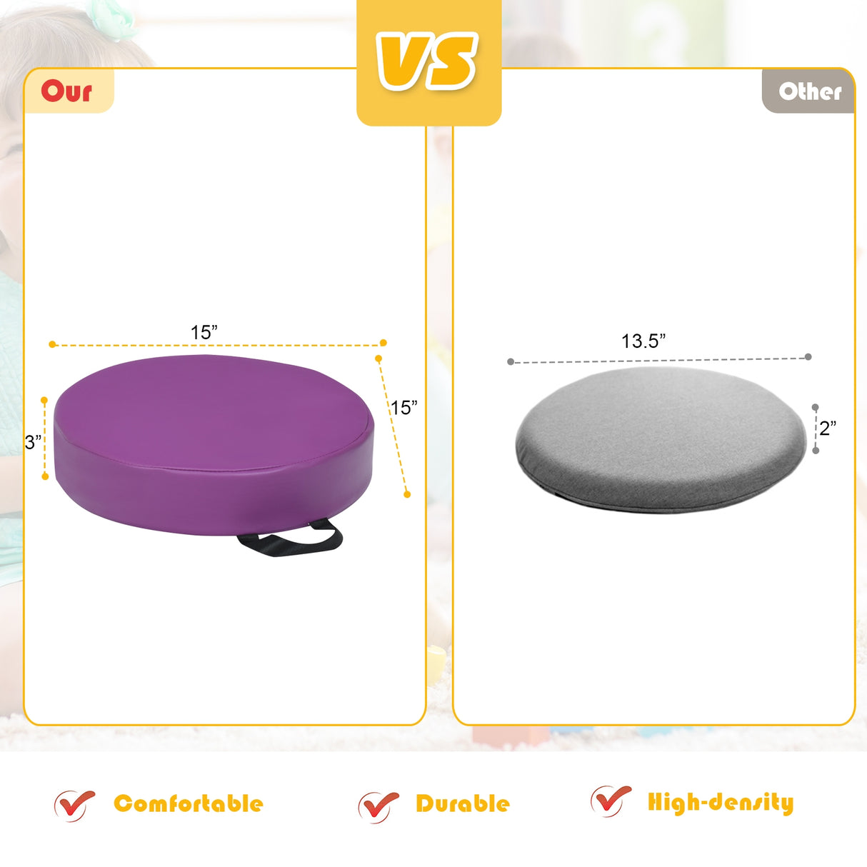 6 Pieces 15 Inch Round Toddler Floor Cushions for Kids