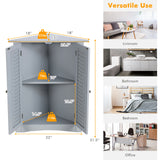 Adjustable Corner Storage Cabinet with Shutter Doors