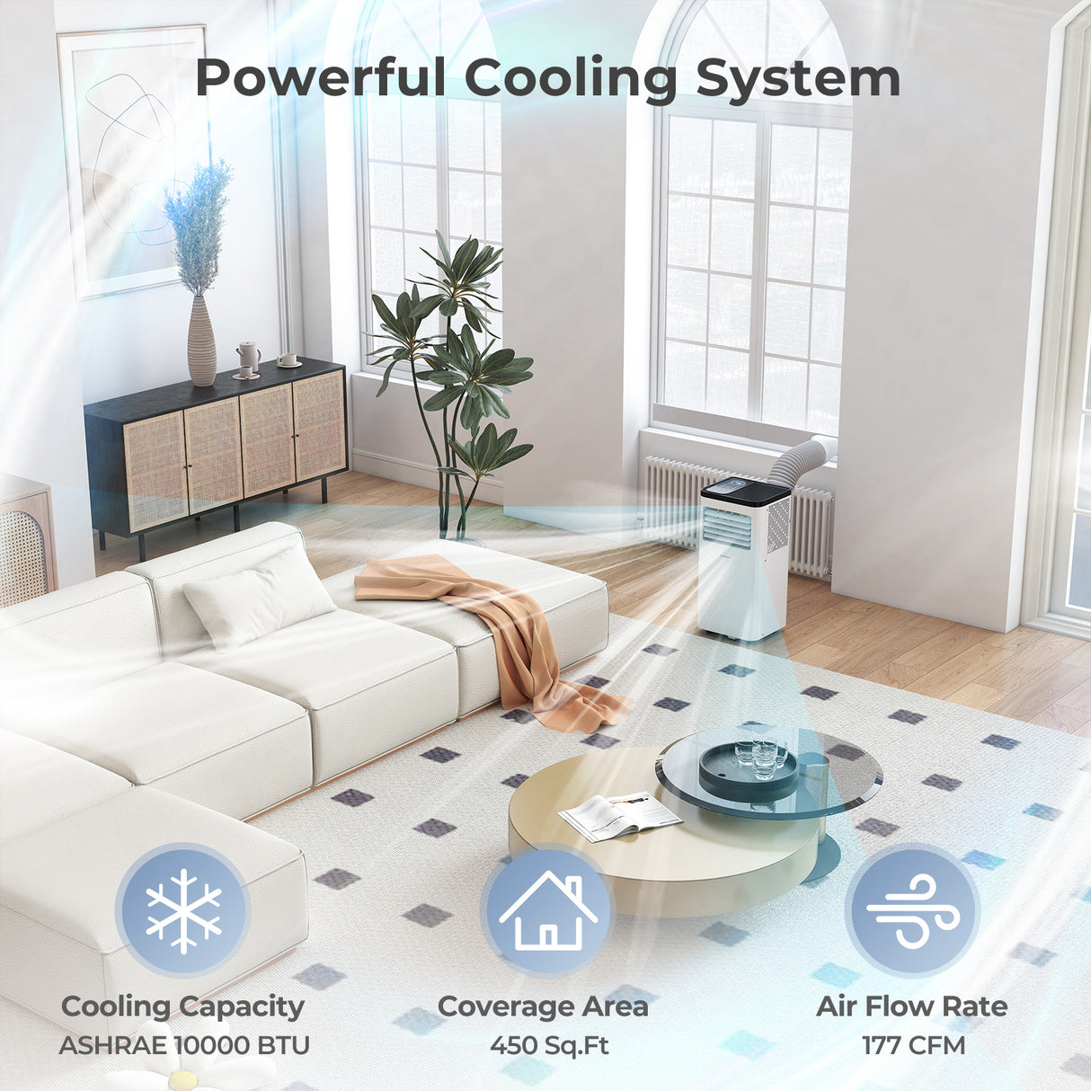 8000 BTU Portable Air Conditioner 3 in 1 Floor AC Unit Fan and Dehumidifier for Room