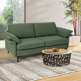 Modern Fabric Loveseat Sofa for with Metal Legs and Armrest Pillows