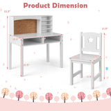 Kids Desk and Chair Set with Hutch and Bulletin Board for 3+ Kids