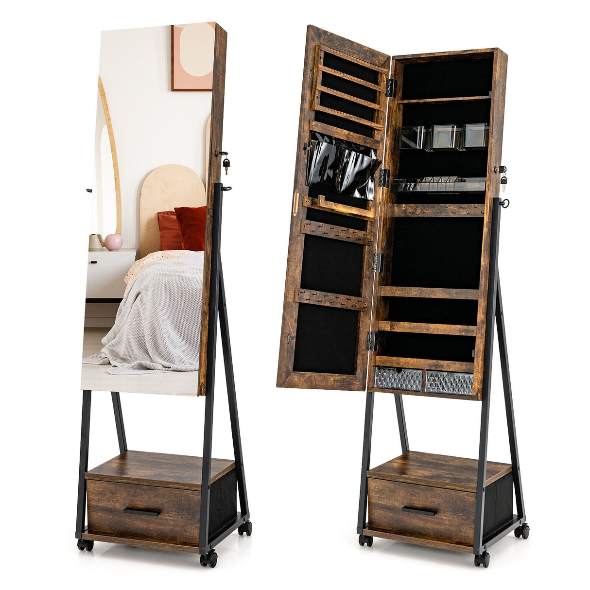 Jewelry Cabinet with Full Length Mirror