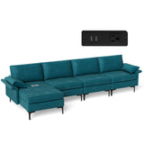Extra Large L-shaped Sectional Sofa with Reversible Chaise and 2 USB Ports for 4-5 People