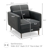 Modern Upholstered Accent Chair with Removable Backrest Cushion