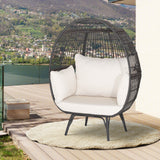 Oversized Patio Rattan Egg Lounge Chair with 4 Cushions