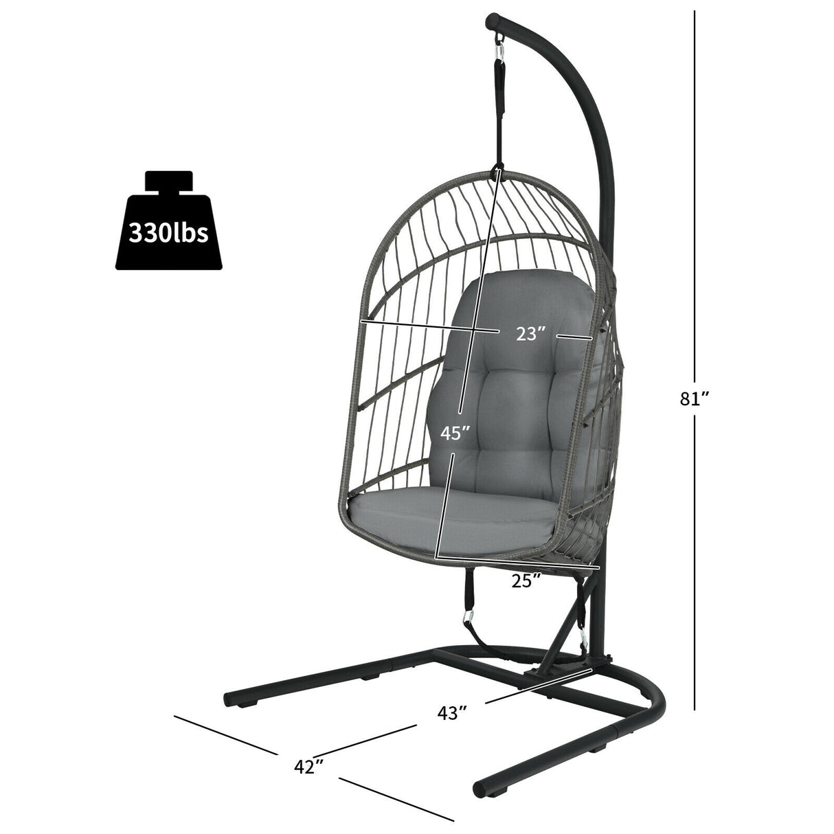 Hanging Wicker Egg Chair with Stand