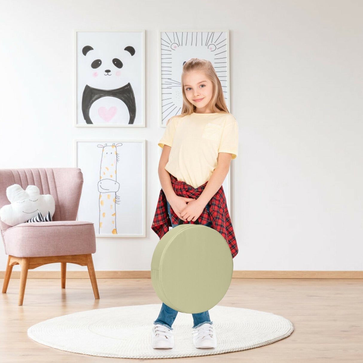 6 Pieces 15 Inch Round Toddler Floor Cushions for Kids