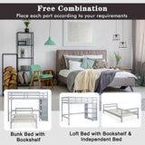 Twin Over Twin Loft Bunk Bed with Bookcase