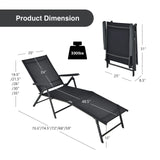 2 Pieces Foldable Chaise Lounge Chair with 2-Position Footrest