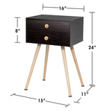 Modern Nightstand Bedside Table Mid Century with 2 Drawers