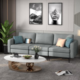 Convertible Leather Sofa Couch with Magazine Pockets 3-Seat with 2 USB Port